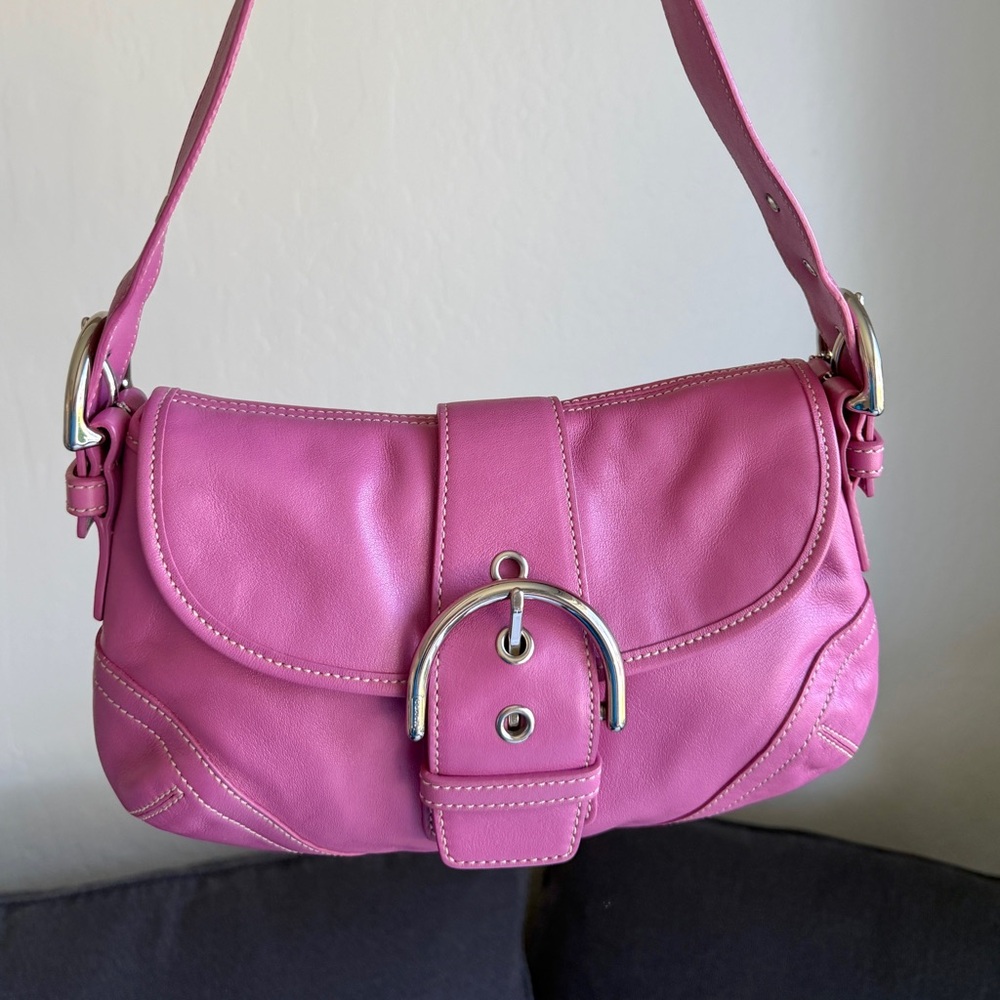 Vintage Coach Soho Flap Shoulder Bag Pink Y2K 9247
